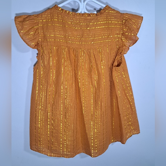 3/$15 Lauren Conrad Ruffle V-Neck Top with Gold Stripes Medium - Picture 5 of 8